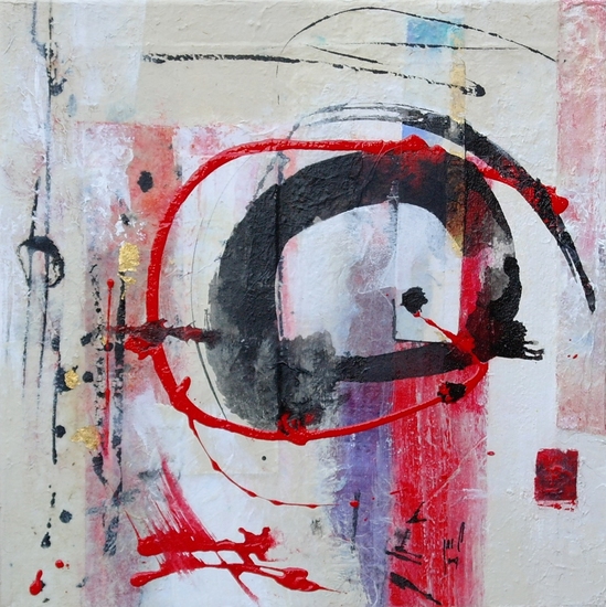 Jacqueline Rudolphie - Just before Spring ( Acrylverf, bladgoud en inkt op linnen - op aluminium frame)