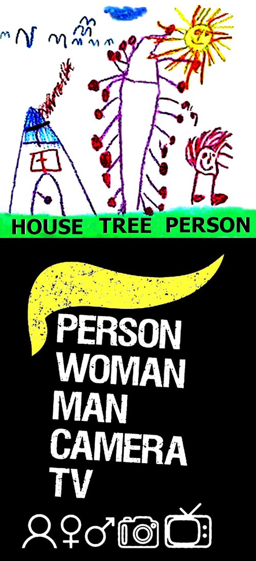 Person, woman, man, camera, tv House, tree, person