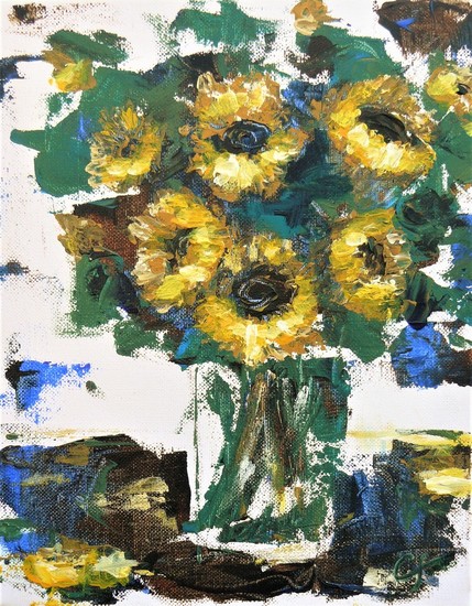 Vaas met zonnebloemen