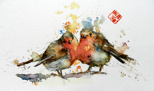 Vogels op klein formaat geschilderd
