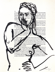 Naakt schetsen in inkt en acryl op pagina's uit het boek L'
Ardenne van Gosselet, uit het jaar 1888.