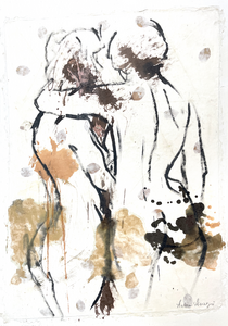 Nudes on Mulberry paper on canvas.