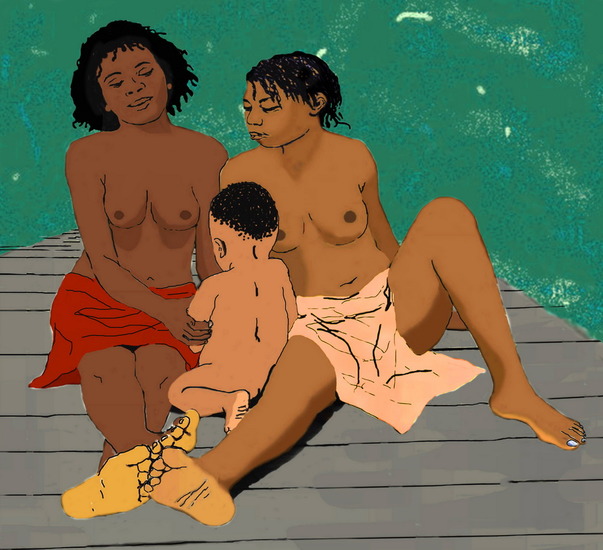 meisjes met een baby