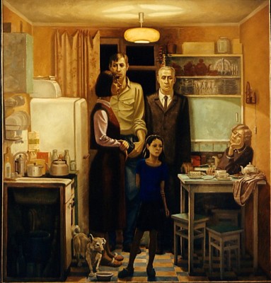 Familieportret in interieur.