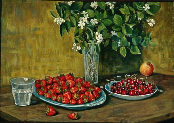 Kersen en aardbeien.