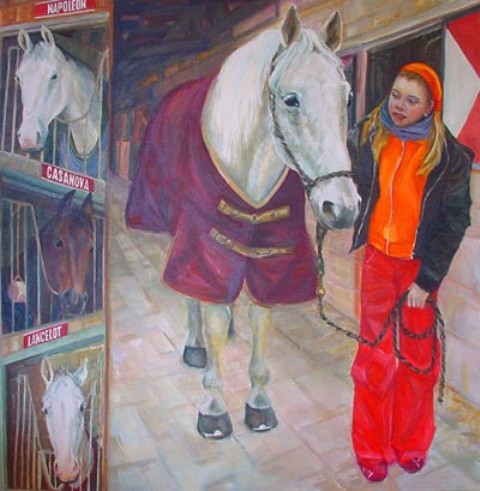paarden en meisje