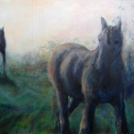 Twee paarden in de ochtend