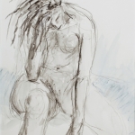 Sarah met haar hand in het haar