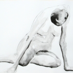 Oana voorovergebogen