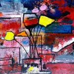 Abstract stilleven met bloemen