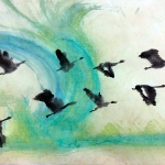 Ganzentrek bij noorderlicht