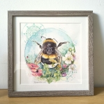 Origineel schilderij ingelijst: "Ode aan de hommel"  30x30CM