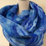 Grote blauwe sjaal van zijde en vilt voor dames, nunofelt 21