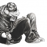 Bedelaar op Karelsbrug in Praag.