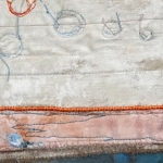 Landschap I - textiel schilderij