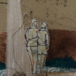 VERKOCHT 'Samen op pad' - textiel schilderij