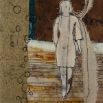 VERKOCHT 'Op pad' - textiel schilderij