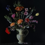 Bloemstilleven in witte vaas