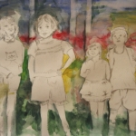 kinderen voor het bos