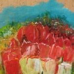 Plankje met tulpenafbeelding