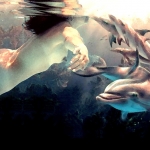 Vrouw met dolfijnen.