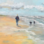 Strandwandelaar met hondjes