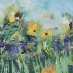 Zonnebloemen en lavendel