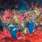 vazen met vrolijke bloemen