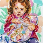 Adel with baby brother - A4 size