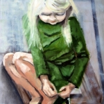 Meisje met groen jurkje