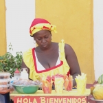 Fruitverkoopster in Cartagena, Colombia