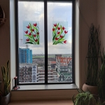 Glaspanelen rode tulpen