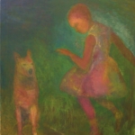 dansend meisje met hond