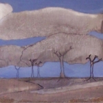 waterlandschap op metaal