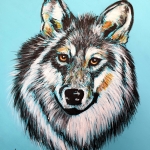 Wolf (blauwe achtergrond)