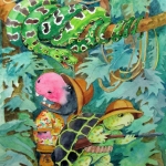 Nijlpaardje met schildpad
