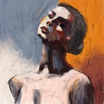Expressief schilderij van een vrouw