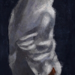 Impressionistisch schilderij van een vrouw in een wit overhemd