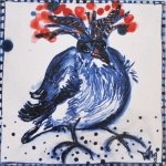 Vogel met rode pluimen