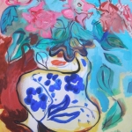 Boeket met delfts blauw vaas