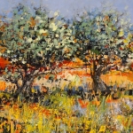 Wild flowers near the olive trees 