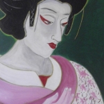 Geisha met bloemenkleed