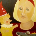 Meisje met haar handpoppen