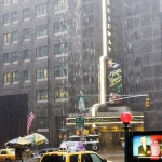 Yellow cab NY in rain