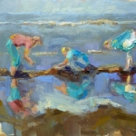 Girls playing at the beach