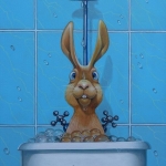 Broer konijn in bad