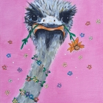 Struisvogel met bloemetjes 