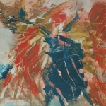 Abstract in rood en blauw