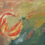 Abstract in rood en geel