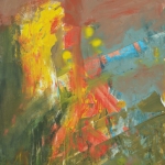 Abstract in geel, groen en rood